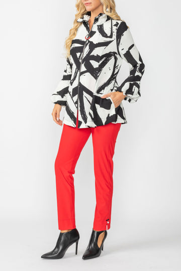 Black Wire High Stand Collar and Balloon Cuffs Jacket